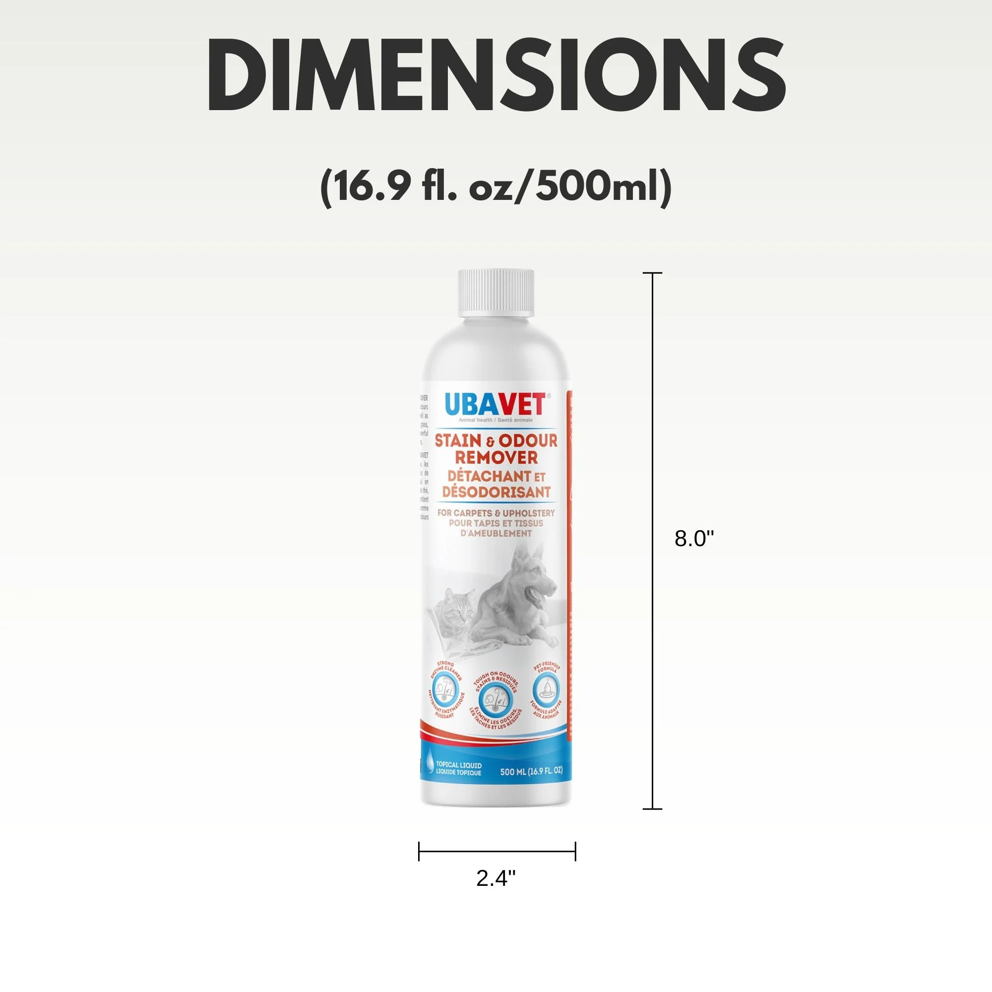 UBAVET Stain and Odor Remover for Dogs & Cats – Powerful Enzyme Cleaner – (16.9 fl oz / 500ml) - Image 5