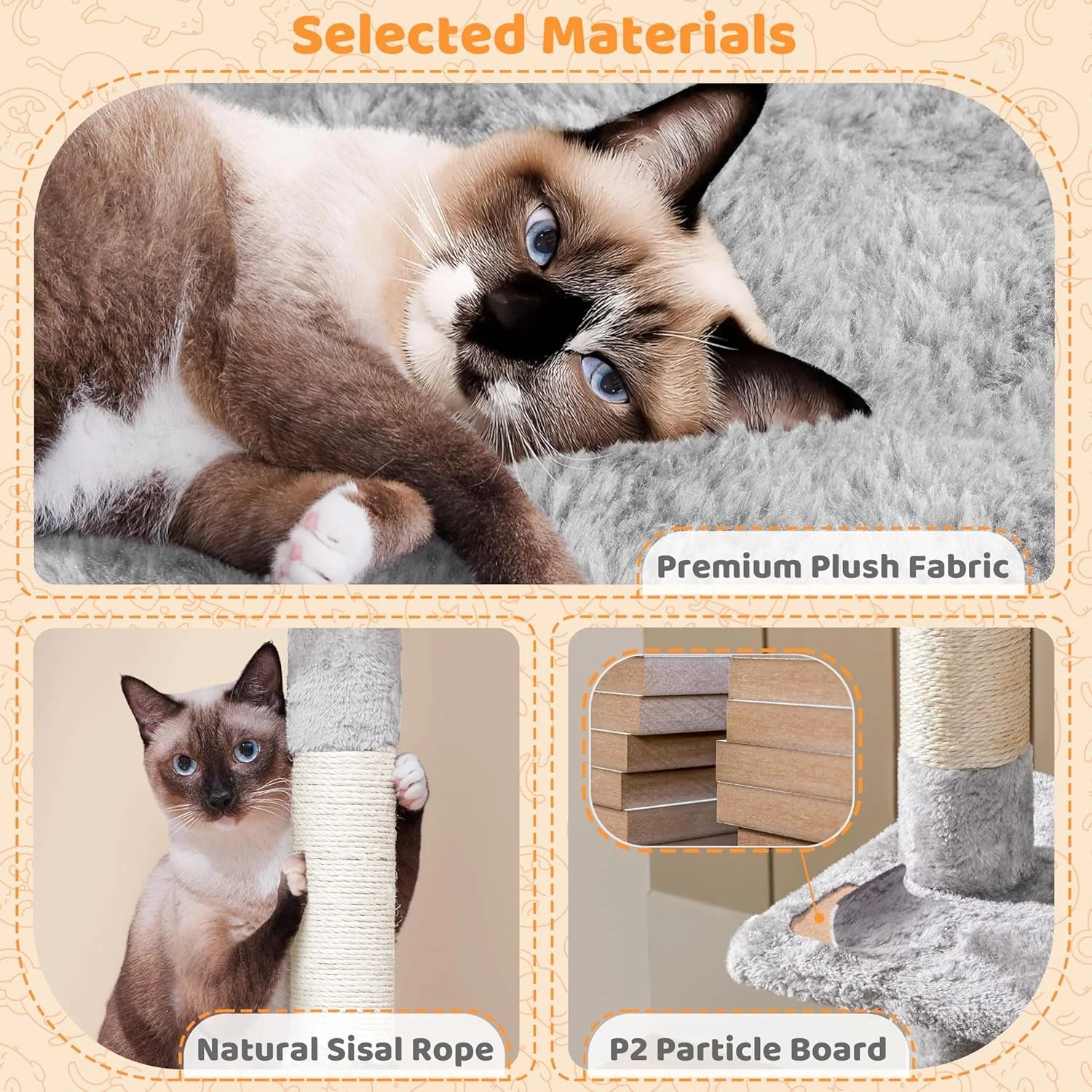 Ultimate 53.5-Inch Rotatable Cat Tree: Multi-Level Playground for Kittens and Large Cats with Cozy Condo and Scratching Posts in Light Gray - Image 5