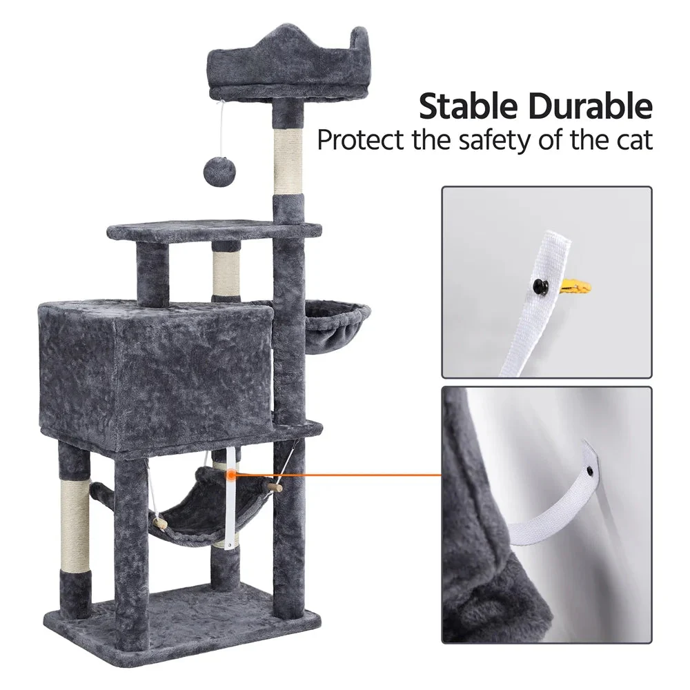 Ultimate 55" Dark Gray Cat Tree Tower - The Perfect Playground for Your Feline Friends! - Image 5
