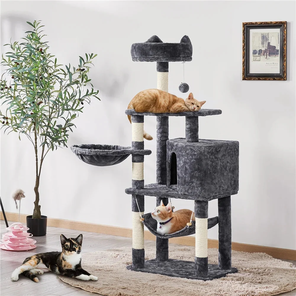 Ultimate 55" Dark Gray Cat Tree Tower - The Perfect Playground for Your Feline Friends! - Image 6
