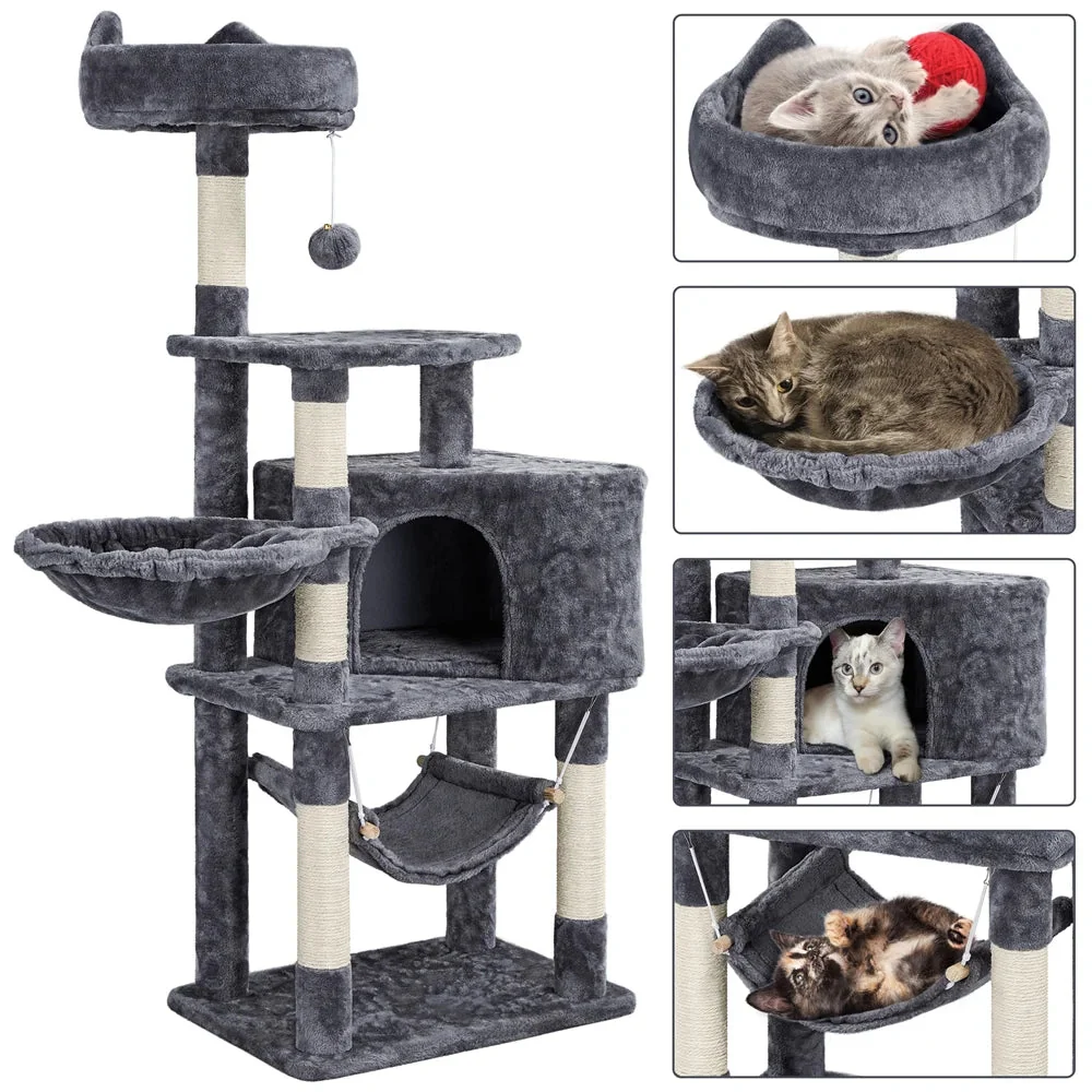 Ultimate 55" Dark Gray Cat Tree Tower - The Perfect Playground for Your Feline Friends! - Image 7