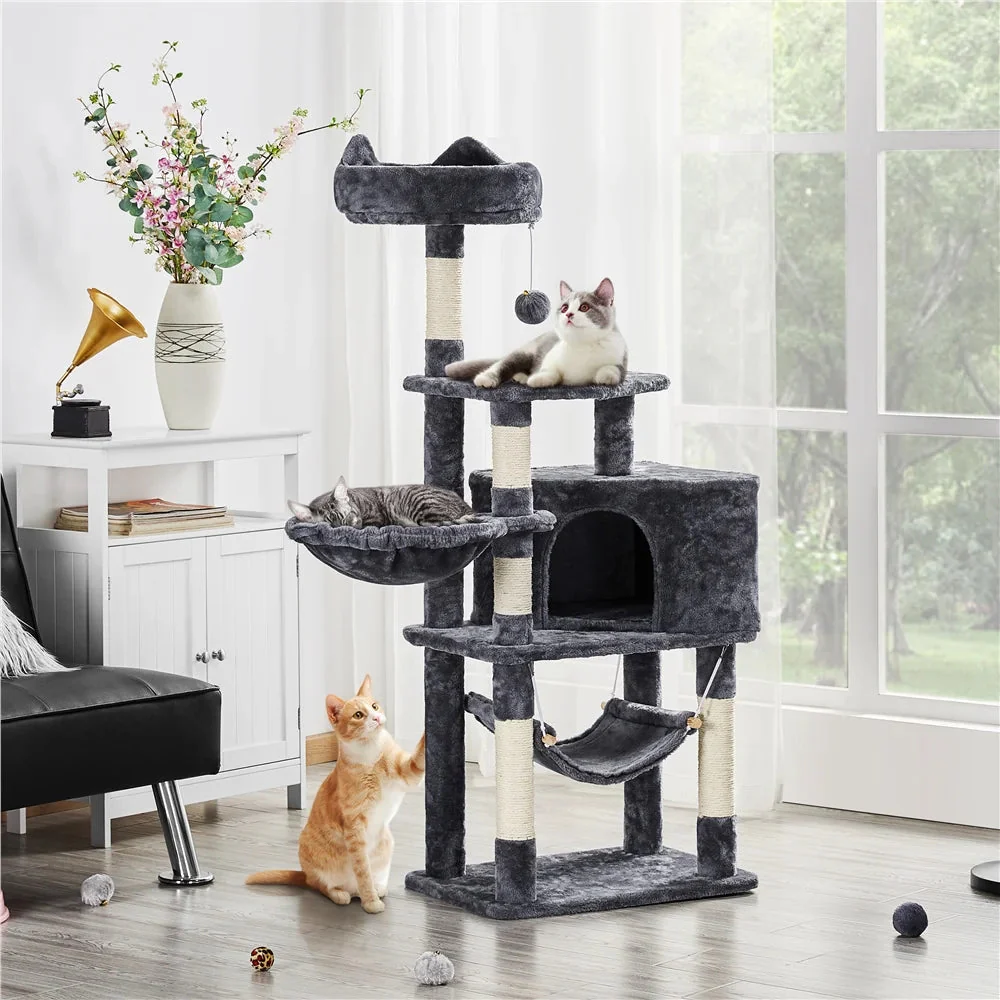 Ultimate 55" Dark Gray Cat Tree Tower - The Perfect Playground for Your Feline Friends! - Image 8