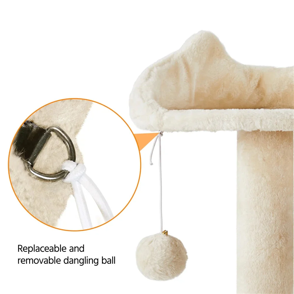 Ultimate 70" Double Condo Cat Tree with Scratching Posts - Creamy Comfort for Your Feline Friends! - Image 6