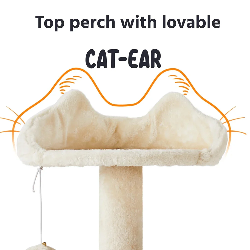 Ultimate 70" Double Condo Cat Tree with Scratching Posts - Creamy Comfort for Your Feline Friends! - Image 7