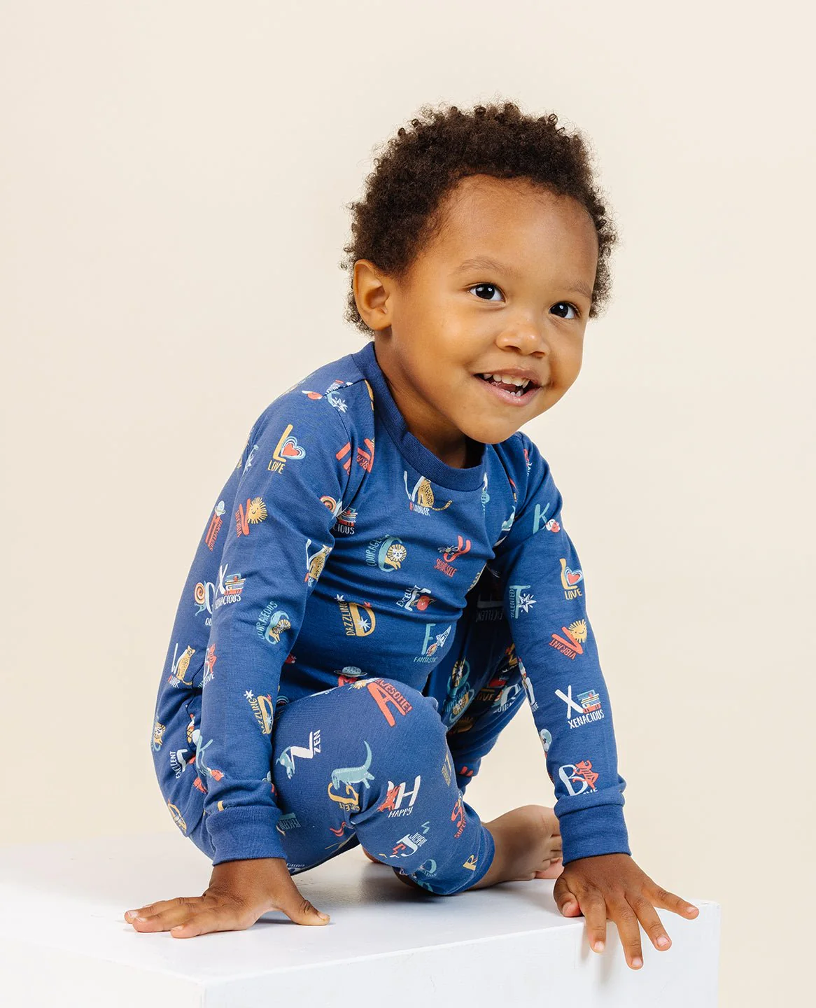 Ultimate Pajama Set in Good Vibes ABC Navy - Image 2