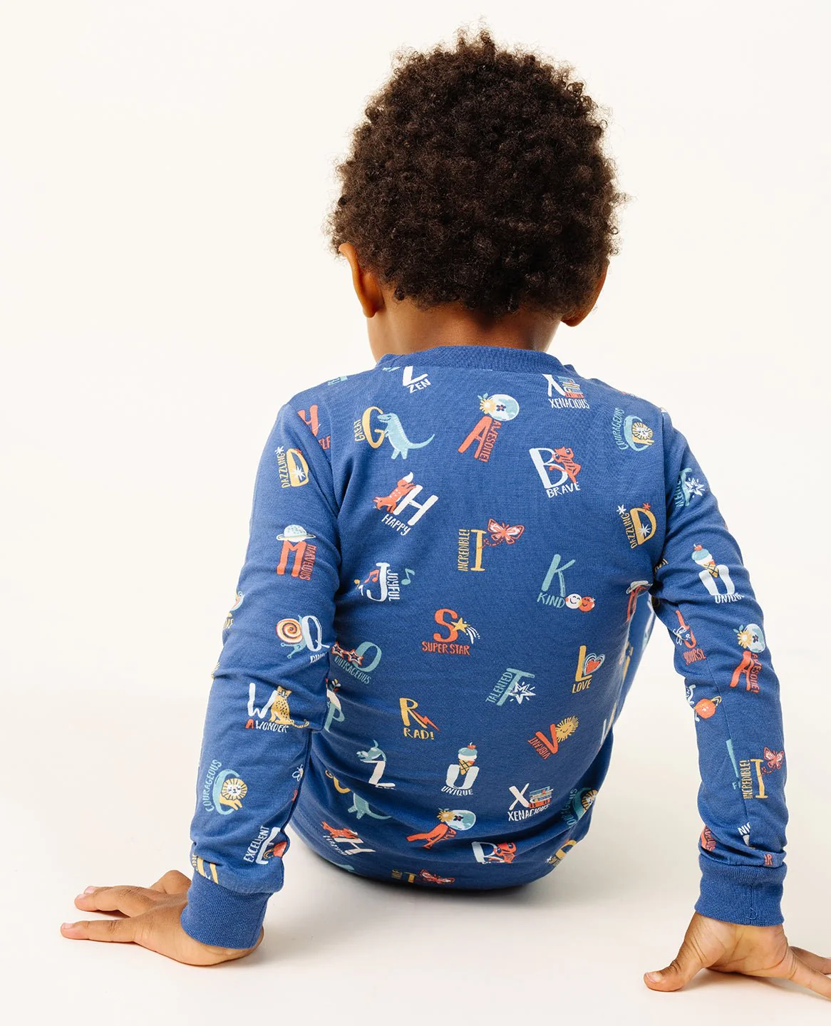 Ultimate Pajama Set in Good Vibes ABC Navy - Image 3