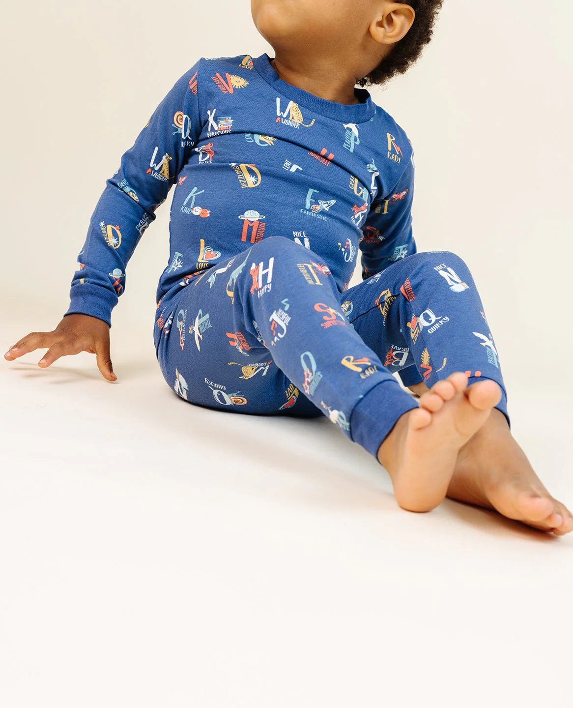 Ultimate Pajama Set in Good Vibes ABC Navy - Image 4