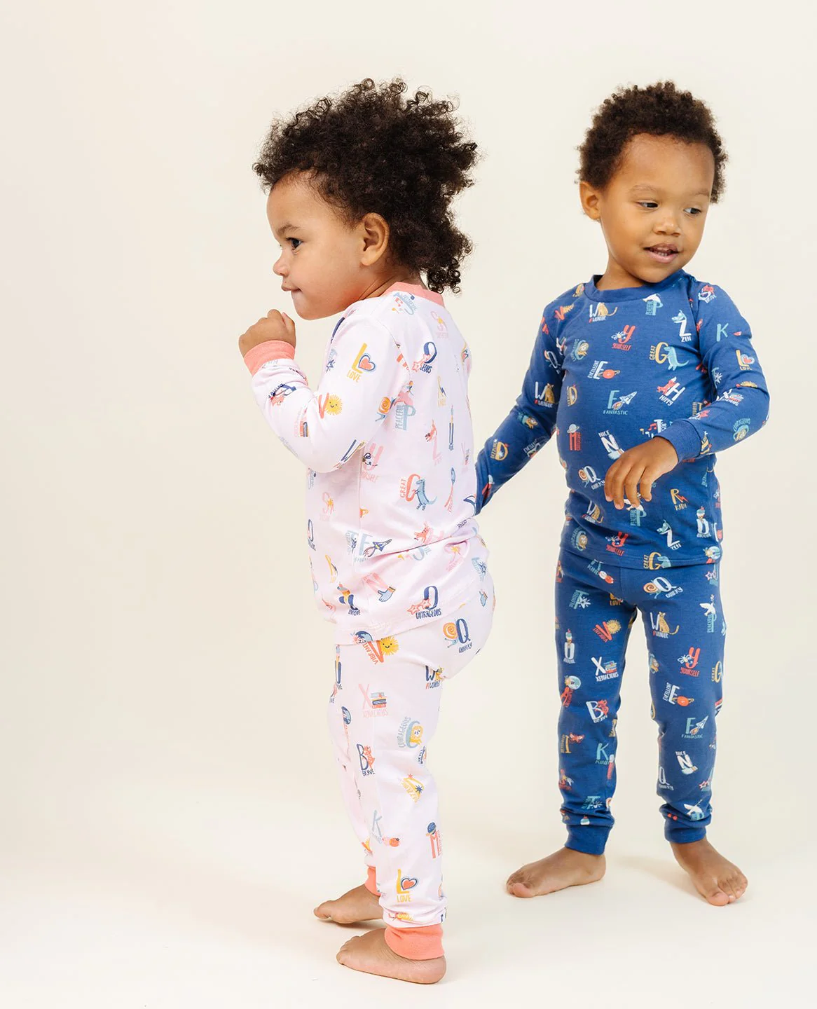 Ultimate Pajama Set in Good Vibes ABC Navy - Image 6