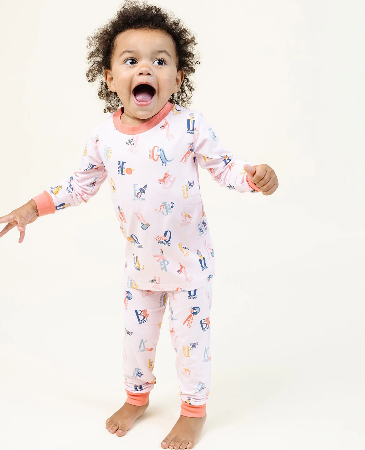Ultimate Pajama Set in Good Vibes ABC Pink - Image 2