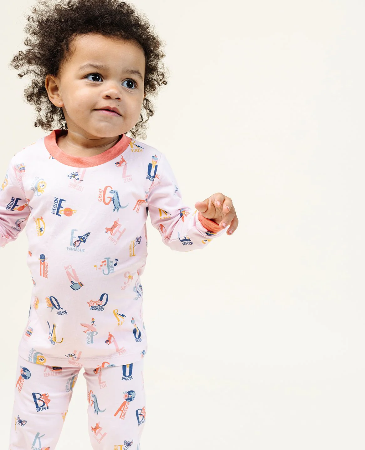Ultimate Pajama Set in Good Vibes ABC Pink - Image 3