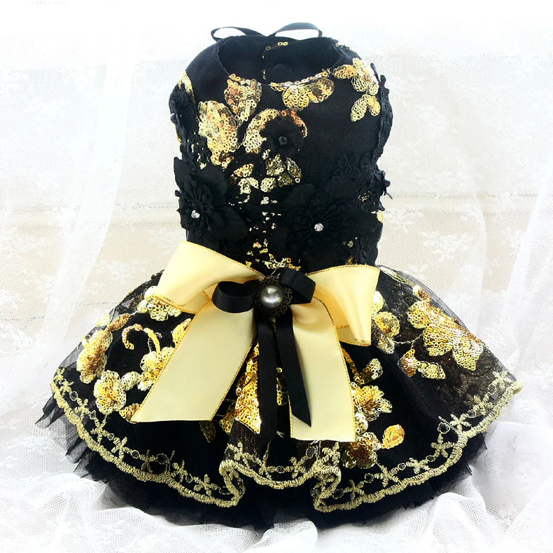 Unique Design Floral Sequin Pet Clothes Luxury Tutu Dogs Dress Perfect for Weddings Birthdays - Image 4
