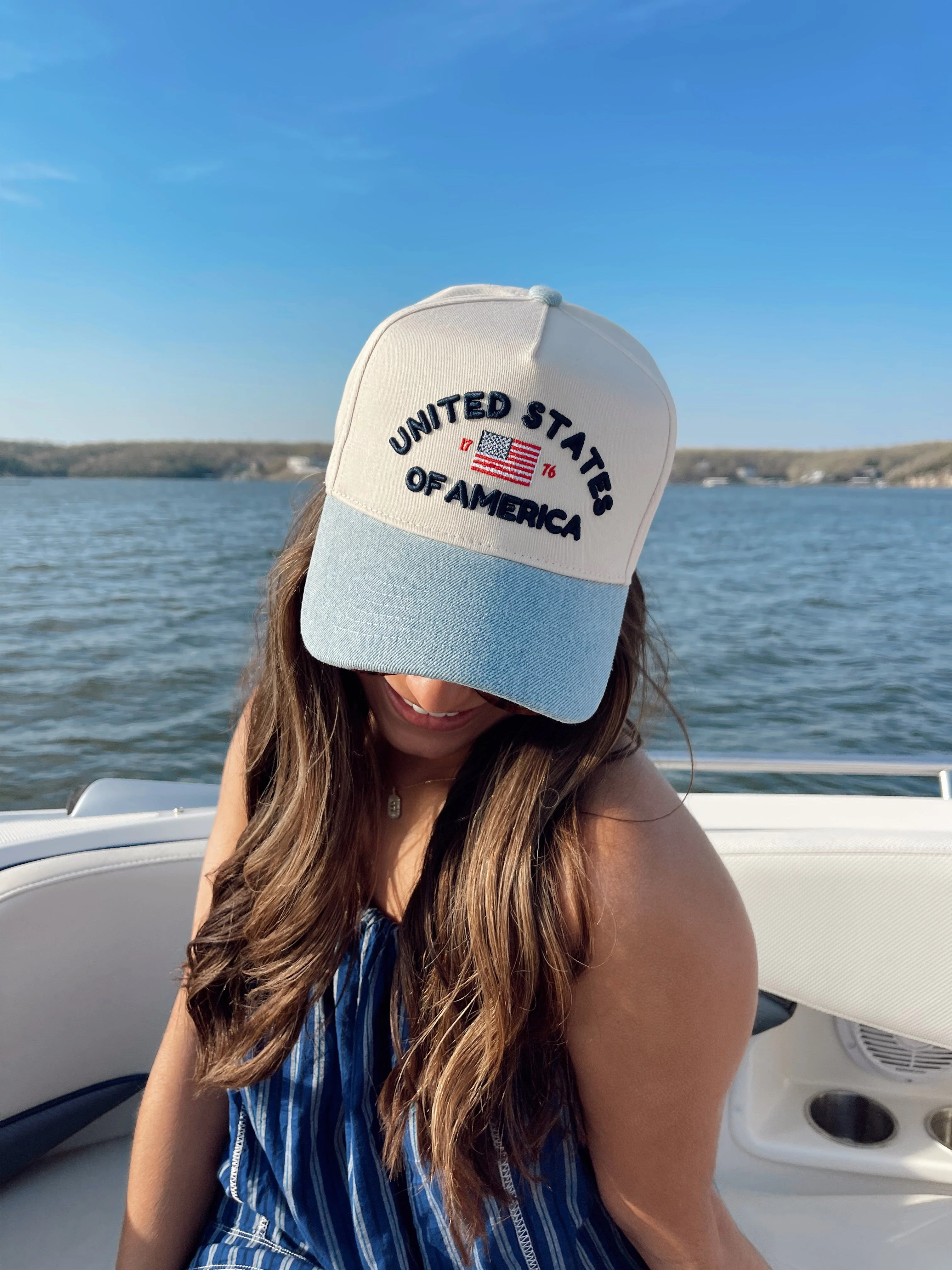 United States of America - Denim Blue Vintage Trucker Hat - Image 3