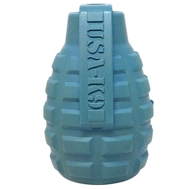 USA-K9 Grenade Rubber Dog Chew Toy | K9 Handler Reward Toy | Red & Blue | USA Made - Image 11