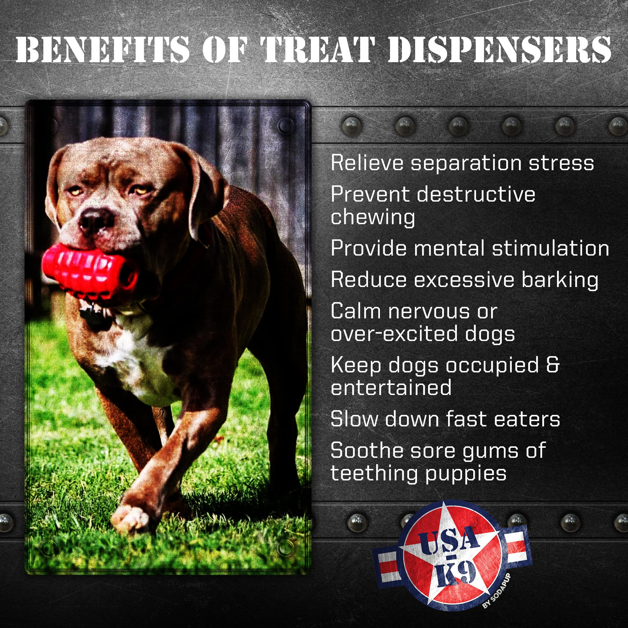 USA-K9 Grenade Rubber Dog Chew Toy | K9 Handler Reward Toy | Red & Blue | USA Made - Image 4