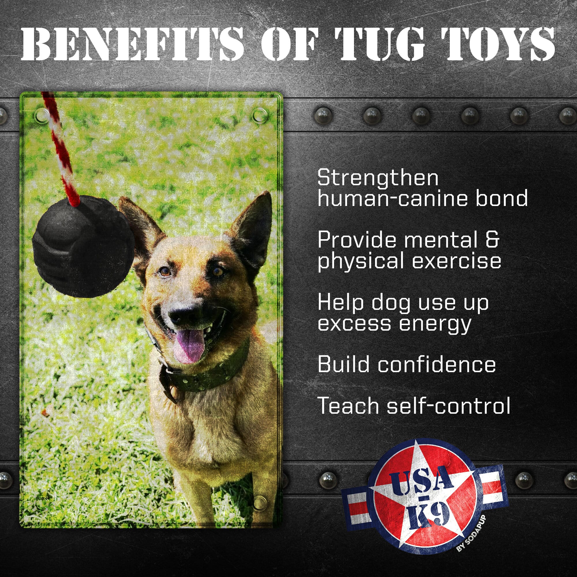 USA-K9 Magnum Stars and Stripes Rubber Dog Toy | K9 Handler Reward Toy | USA Made - Image 3