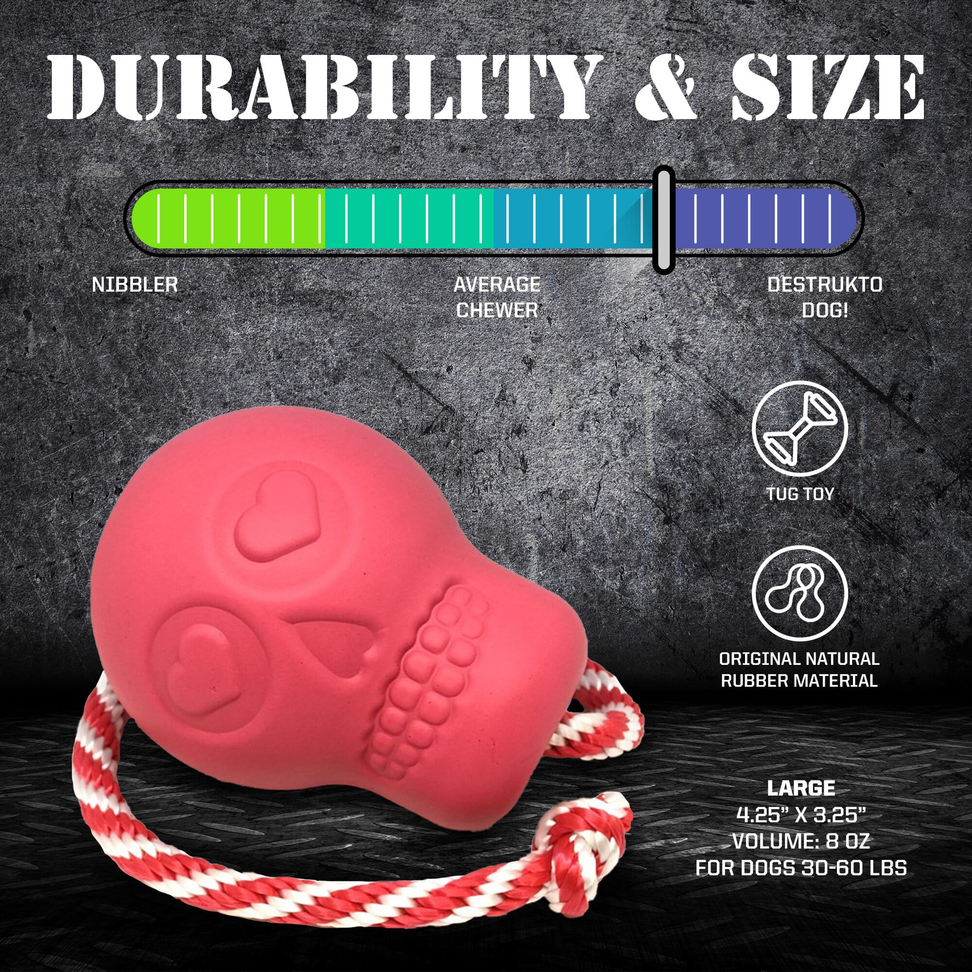 USA-K9 Skull Dog Chew Toy & Treat Dispenser - Made in USA | SodaPup - Image 4