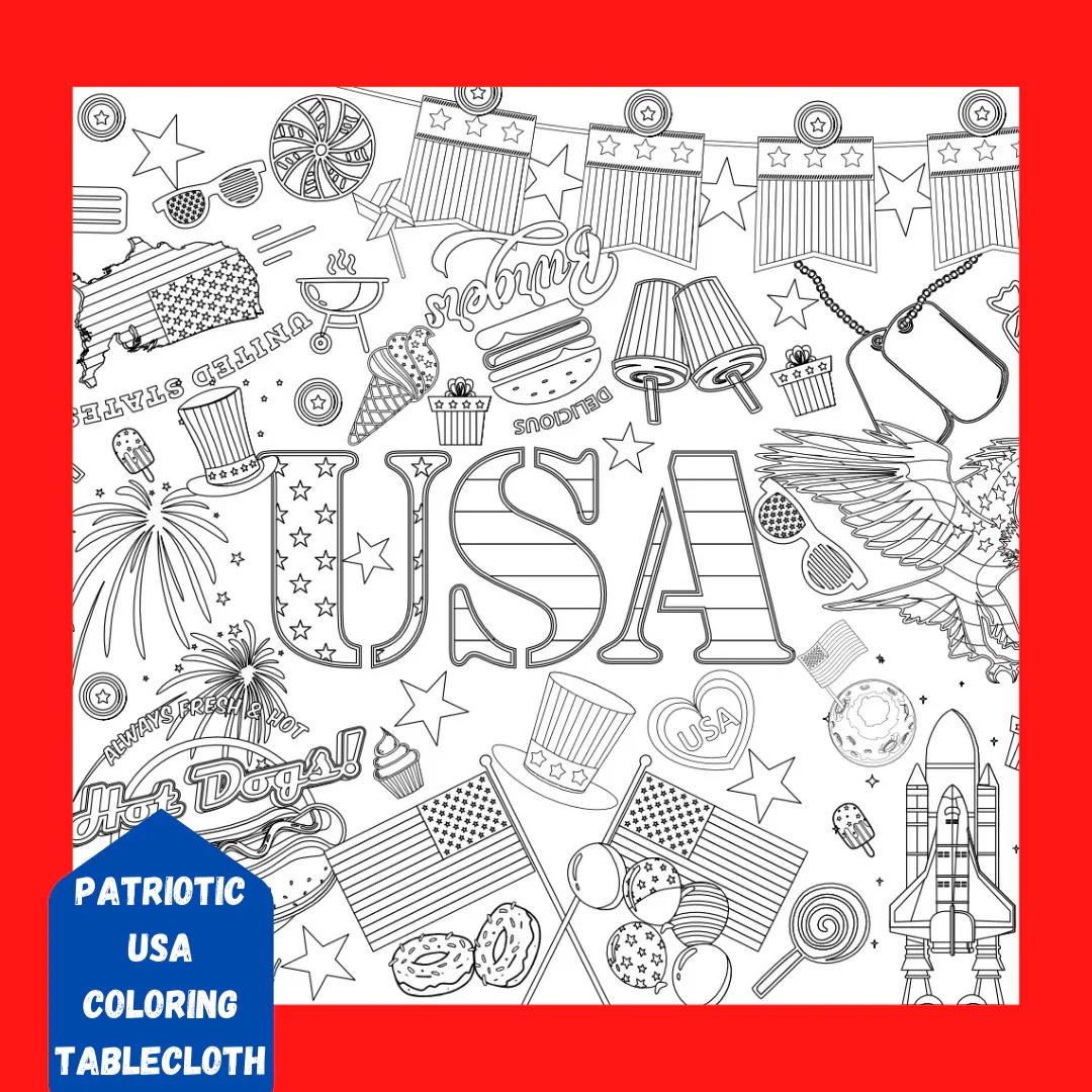 USA Patriotic Coloring Tablecloth - Image 4