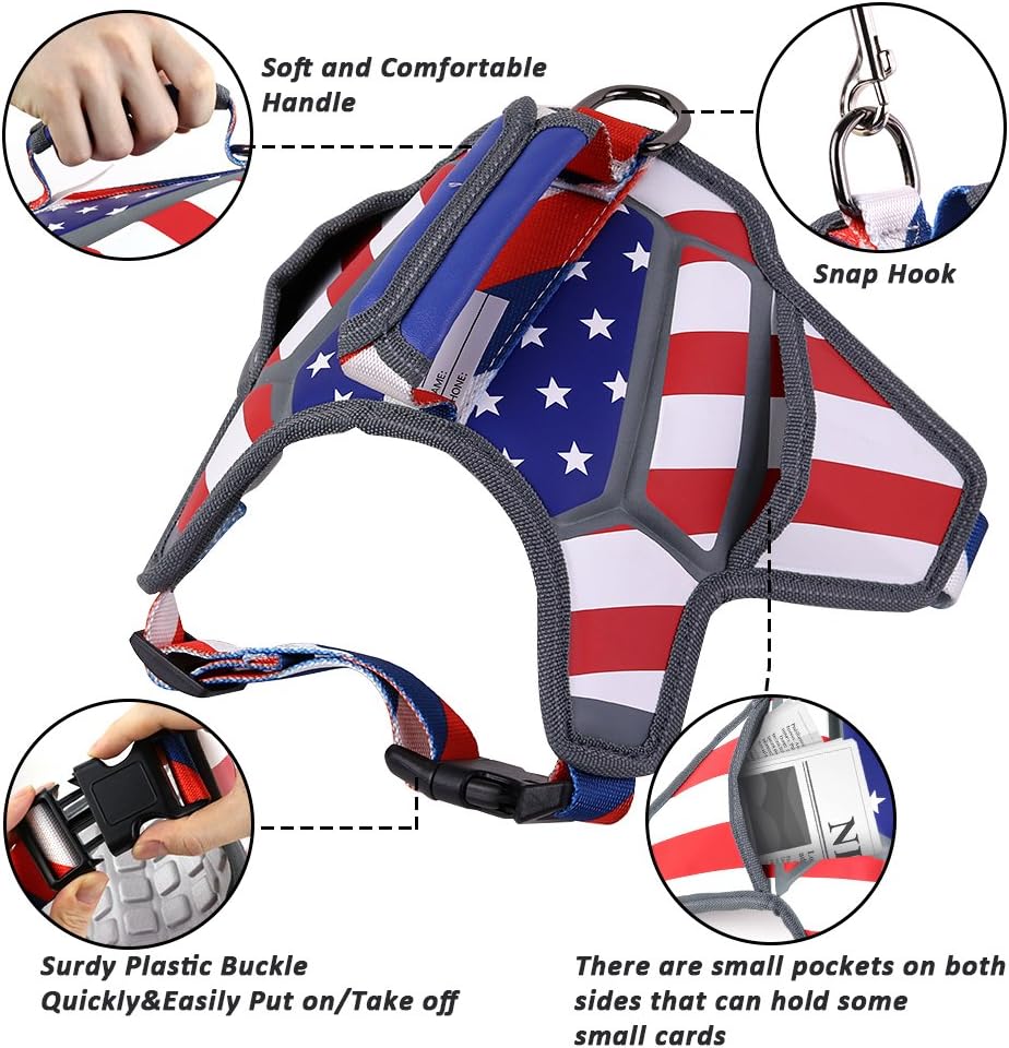 USA Patriotic Star Dog Harness+Leash Set - Image 5