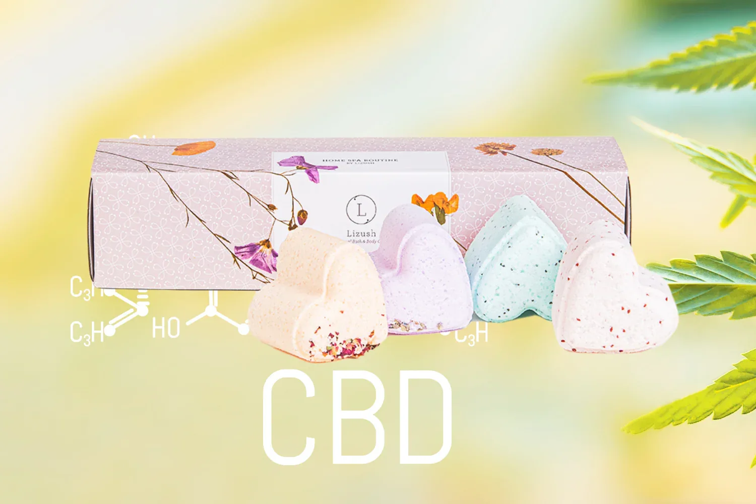 Valentine's Bath Bombs with CBD -  5 Hearts Shaped with CBD - in a Gift Box (THC free) - Image 4
