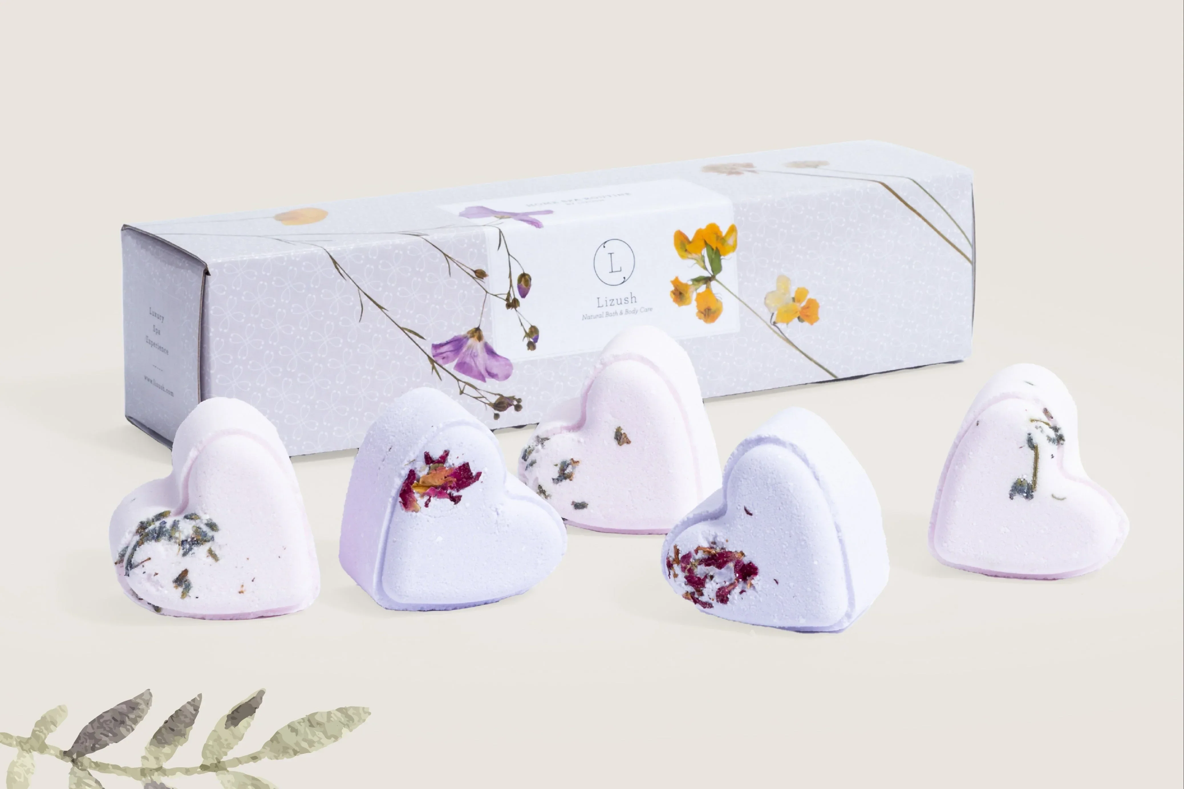 Valentine's Day best Bath Bombs Gift - Lavender  - a Set of 5 Heart Shaped Gift box - Image 3
