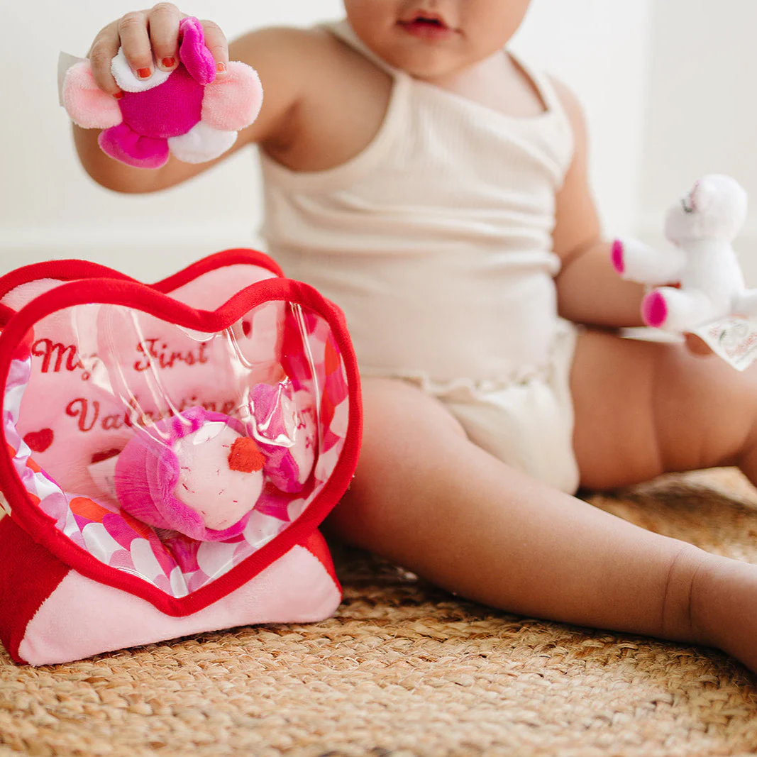 Valentine's Day Plush Fill & Spill Playset & Keepsake Gift  with 4 ct Mini Sensory Toys (Cat, Heart, Flower, Cupcake) - Image 6