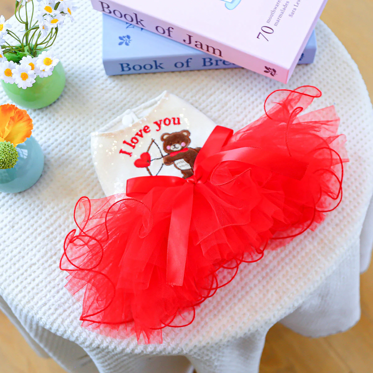Valentine's Dog Dress – Red Tutu with “I Love You” - Image 3