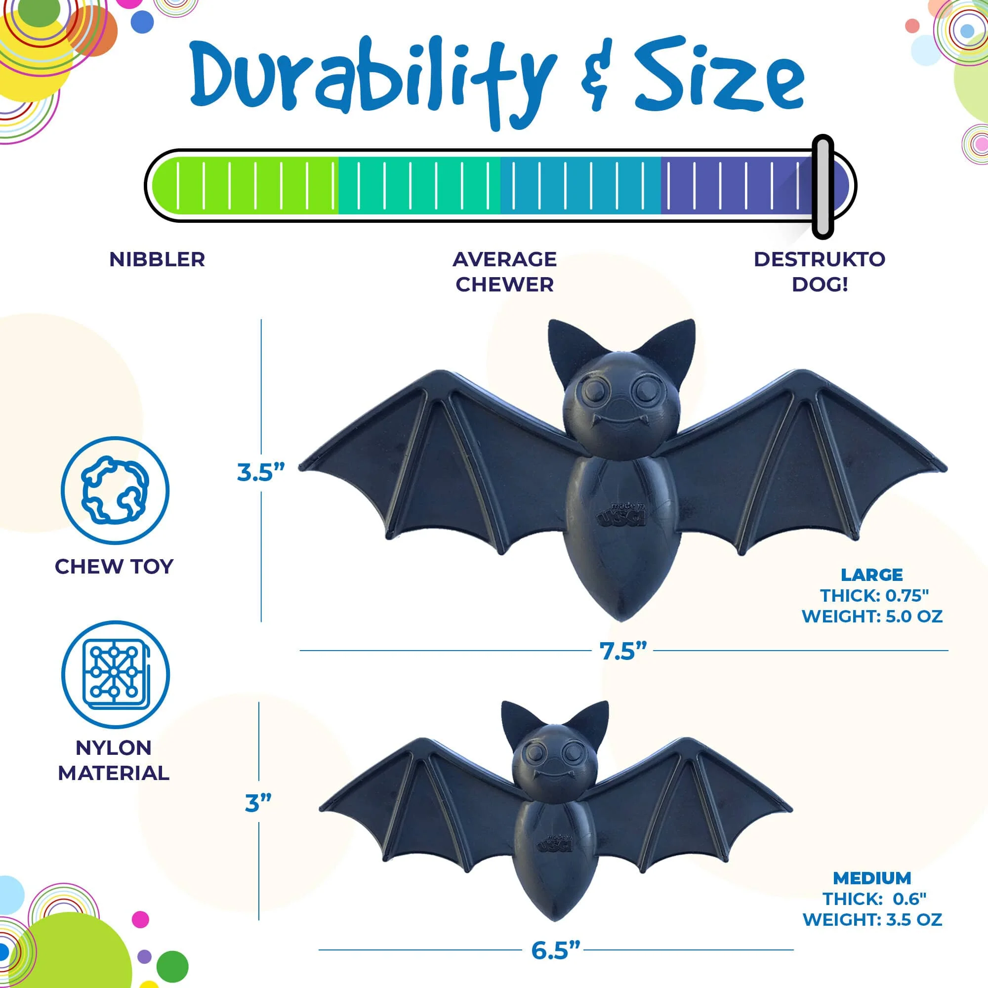 Vampire Bat Nylon Dog Chew Toy for Aggressive Chewers | USA Made & FDA Compliant - Image 5