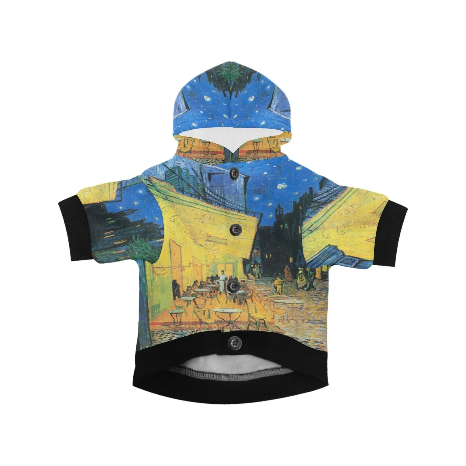 Van Gogh Cafe Terrace At Night Button Hoodie - Image 3
