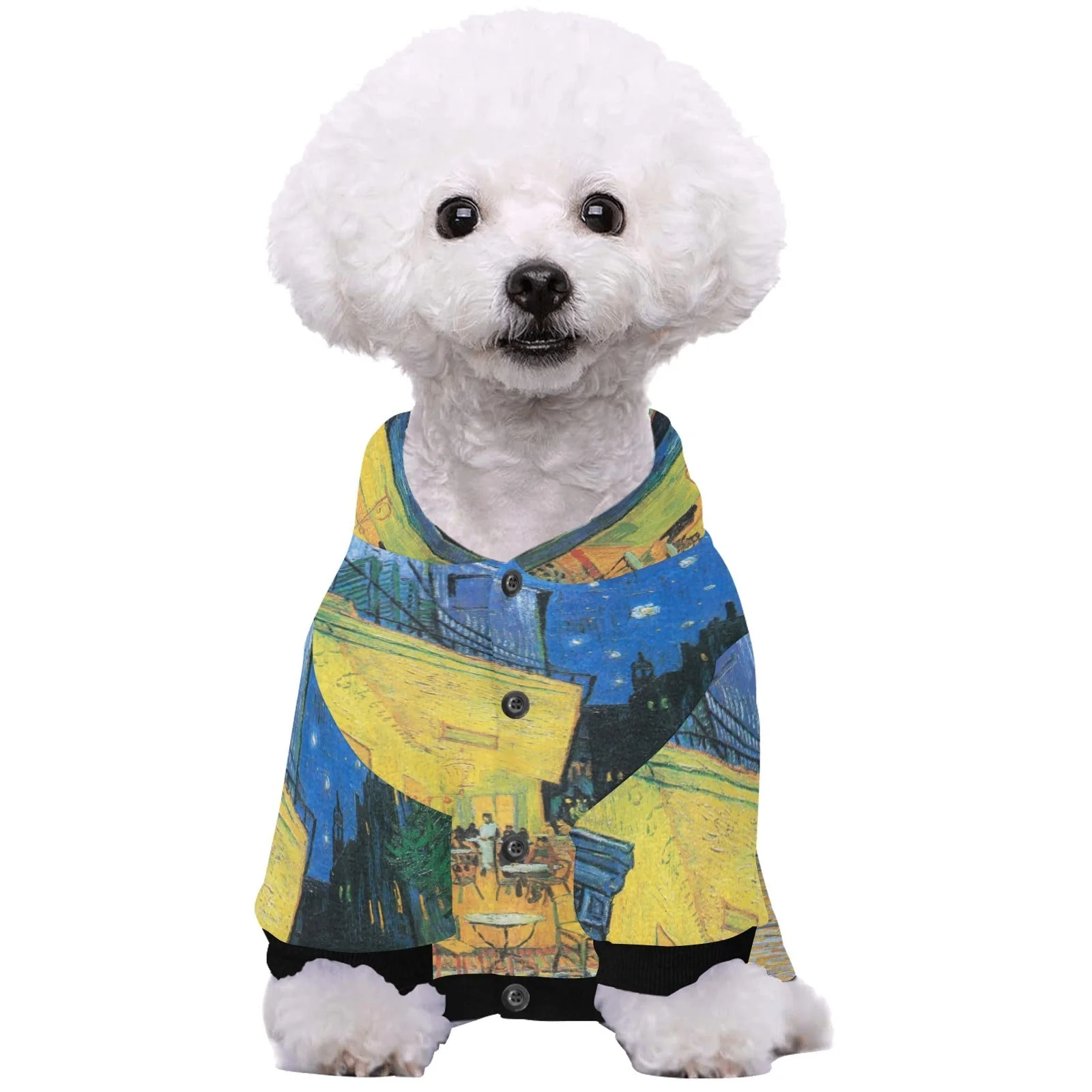 Van Gogh Cafe Terrace At Night Button Hoodie - Image 4