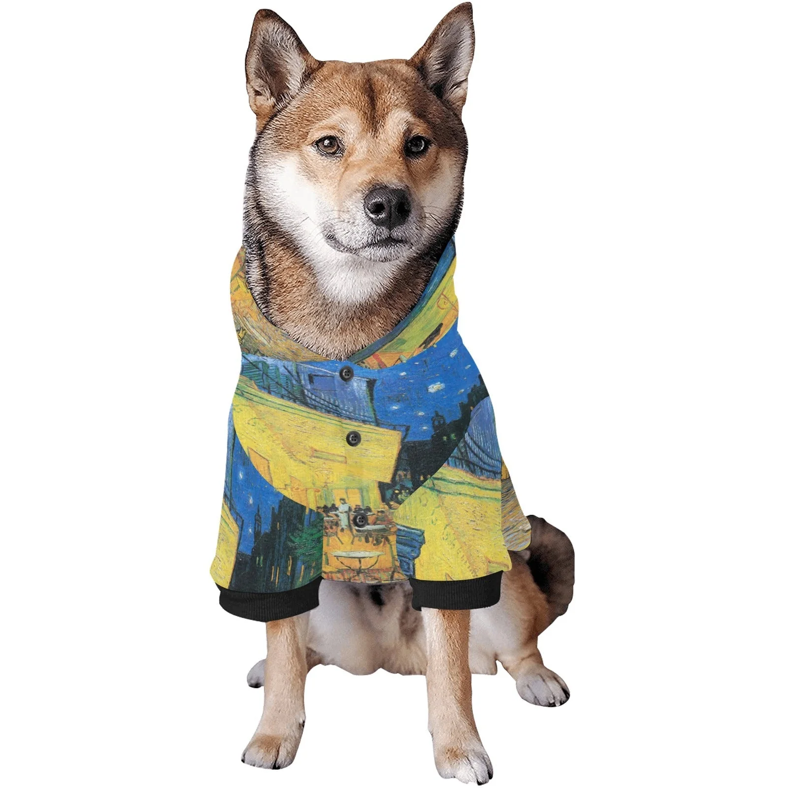 Van Gogh Cafe Terrace At Night Button Hoodie - Image 6