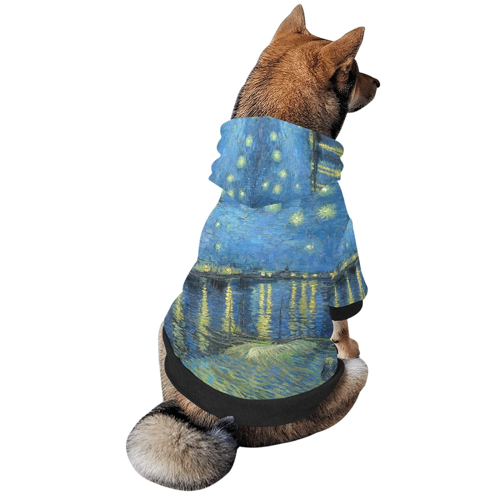 Van Gogh Starry Night Over The Rhone Button Hoodie - Image 5