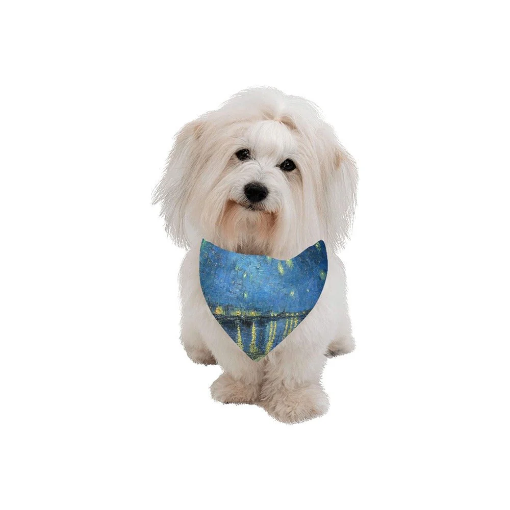 Van Gogh Starry Night Over The Rhone Double-Sided Pet Bandana - Image 2