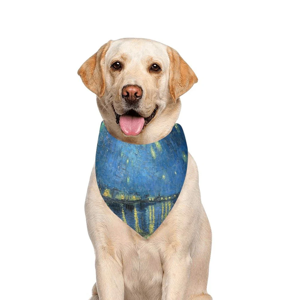 Van Gogh Starry Night Over The Rhone Double-Sided Pet Bandana - Image 4