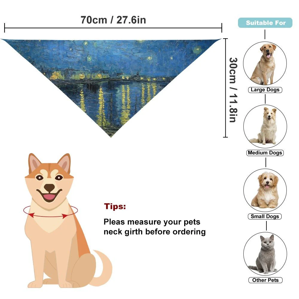 Van Gogh Starry Night Over The Rhone Pet Scarf - Image 3