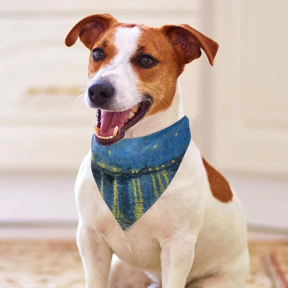 Van Gogh Starry Night Over The Rhone Pet Scarf - Image 4