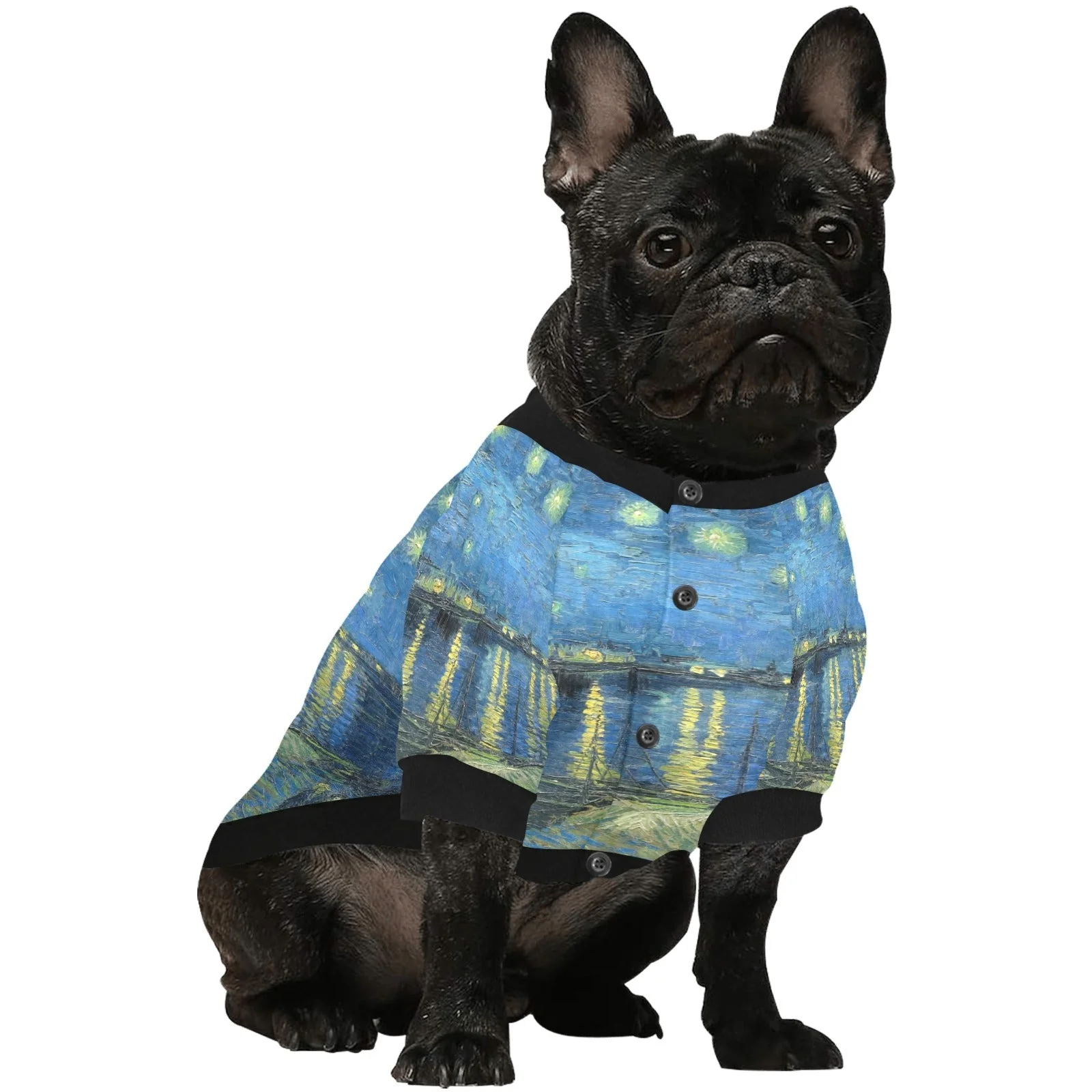 Van Gogh Starry Night Over The Rhone Round Neck Shirt - Image 6