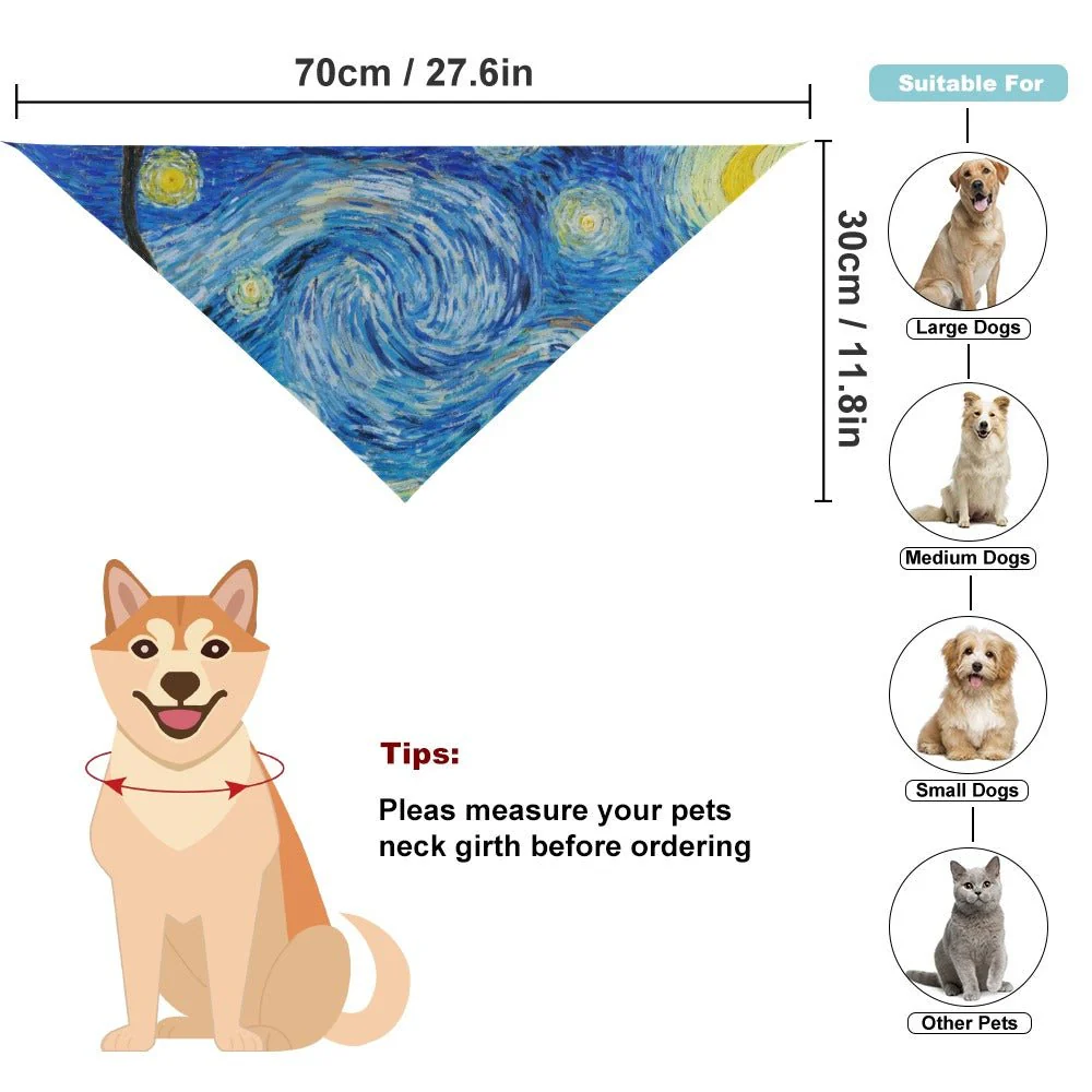 Van Gogh Starry Night Pet Scarf - Image 3