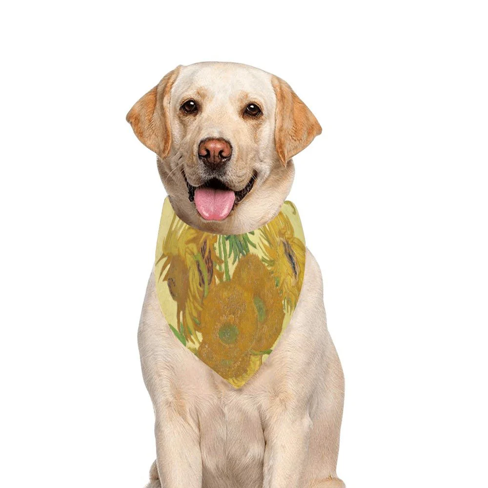 Van Gogh Sunflowers Double-Sided Pet Bandana - Image 4