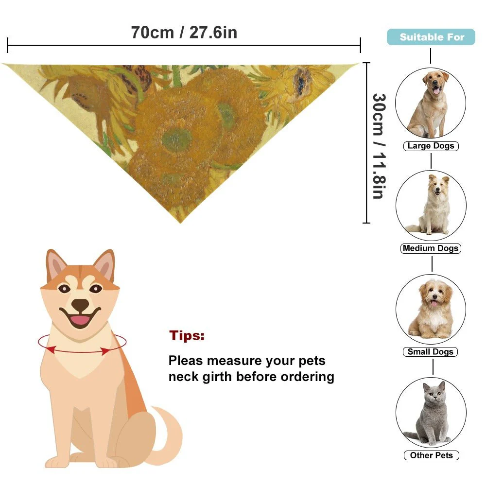 Van Gogh Sunflowers Pet Scarf - Image 3