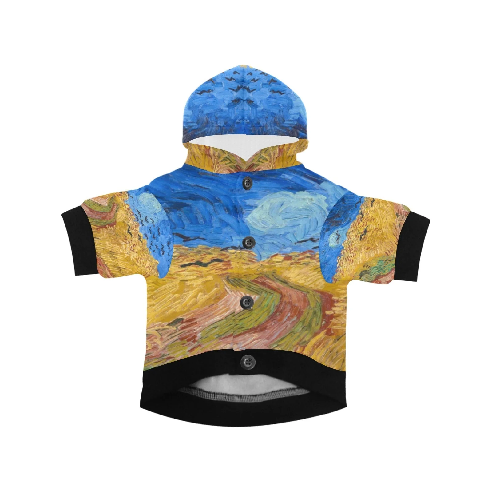 Van Gogh Wheatfield with Crows Button Hoodie - Image 3