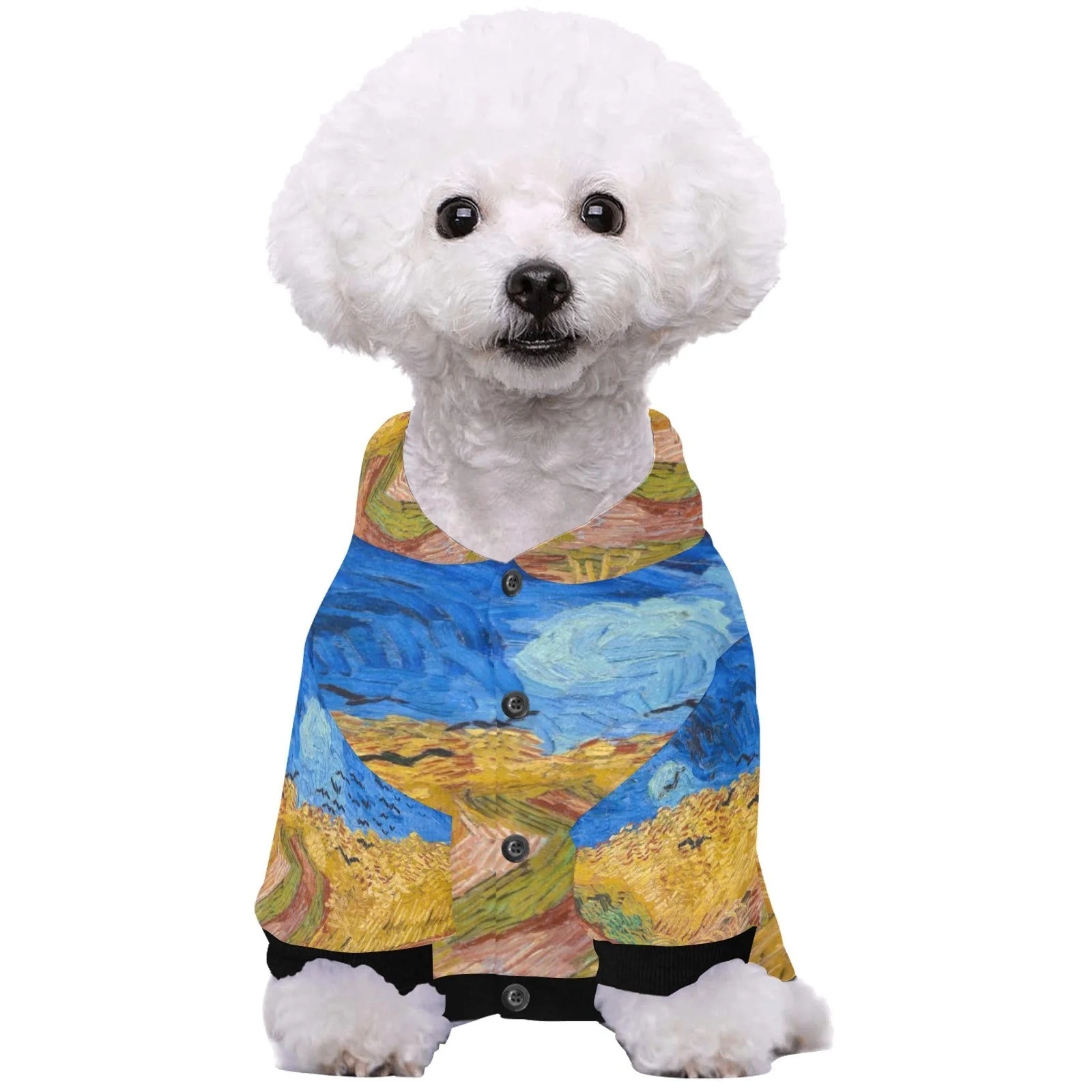Van Gogh Wheatfield with Crows Button Hoodie - Image 4
