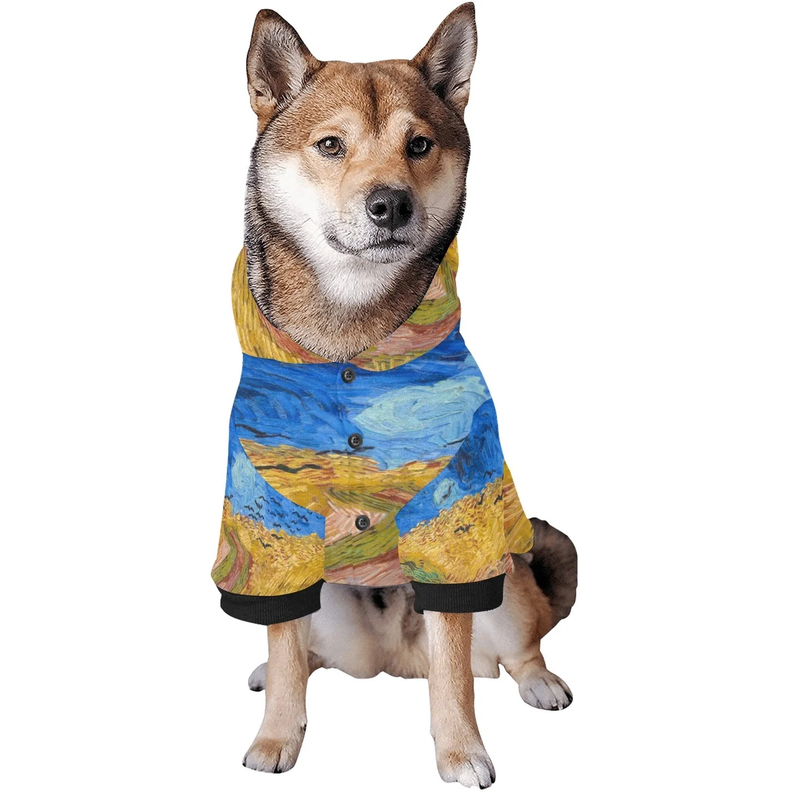 Van Gogh Wheatfield with Crows Button Hoodie - Image 6