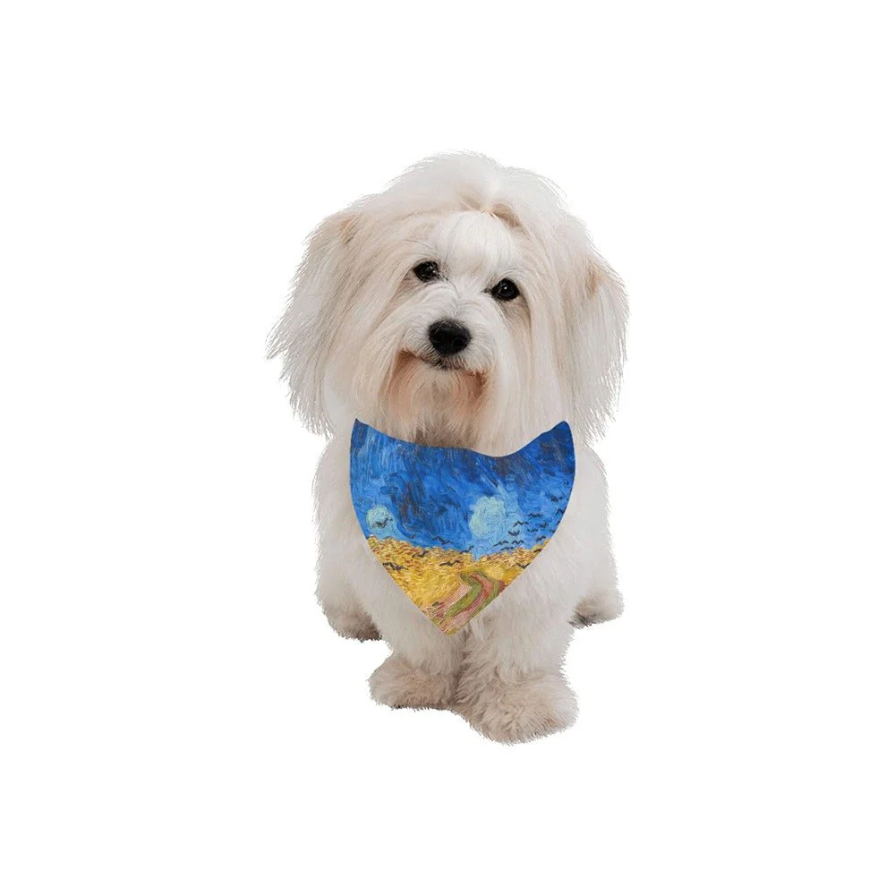 Van Gogh Wheatfield with Crows Double-Sided Pet Bandana - Image 2