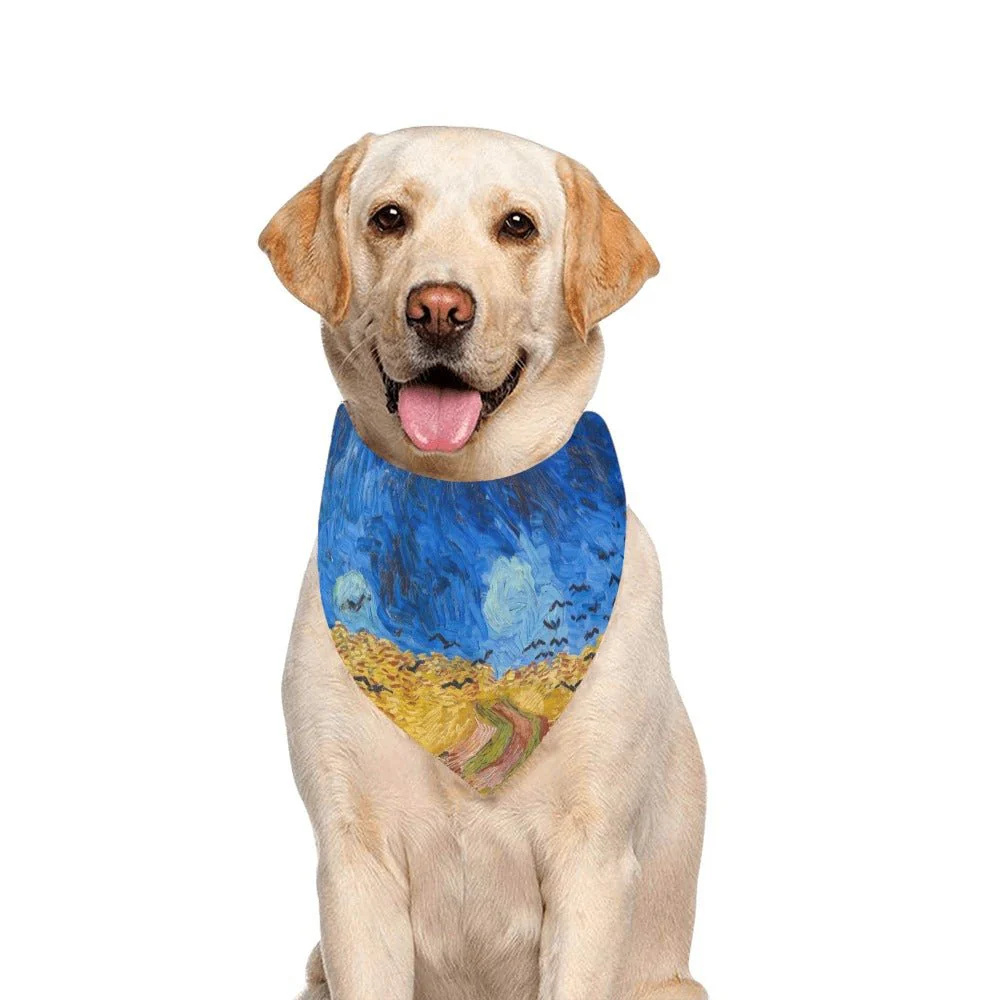 Van Gogh Wheatfield with Crows Double-Sided Pet Bandana - Image 4