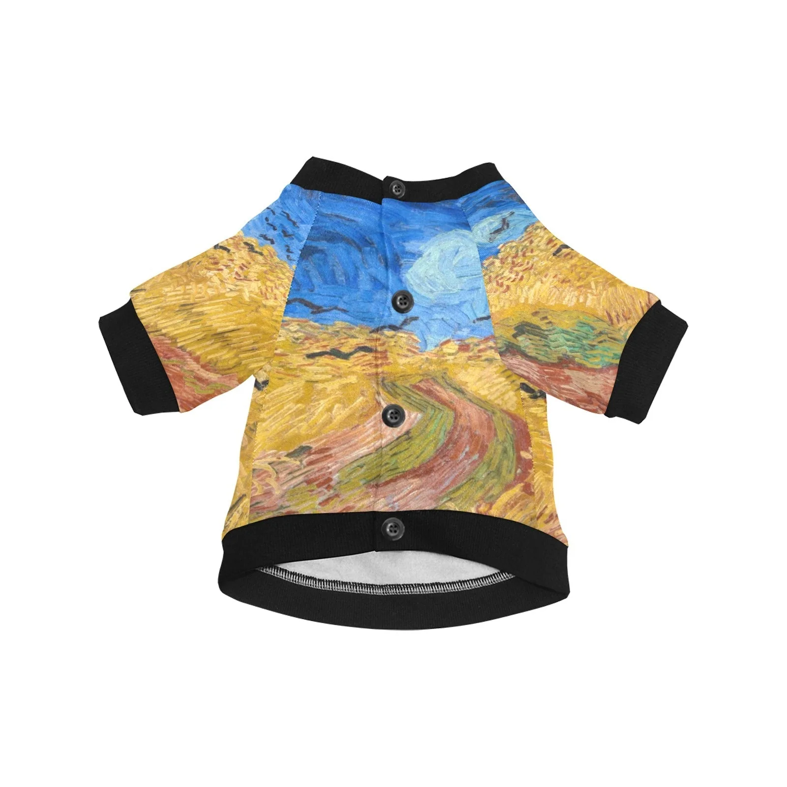 Van Gogh Wheatfield with Crows Round Neck Shirt - Image 3
