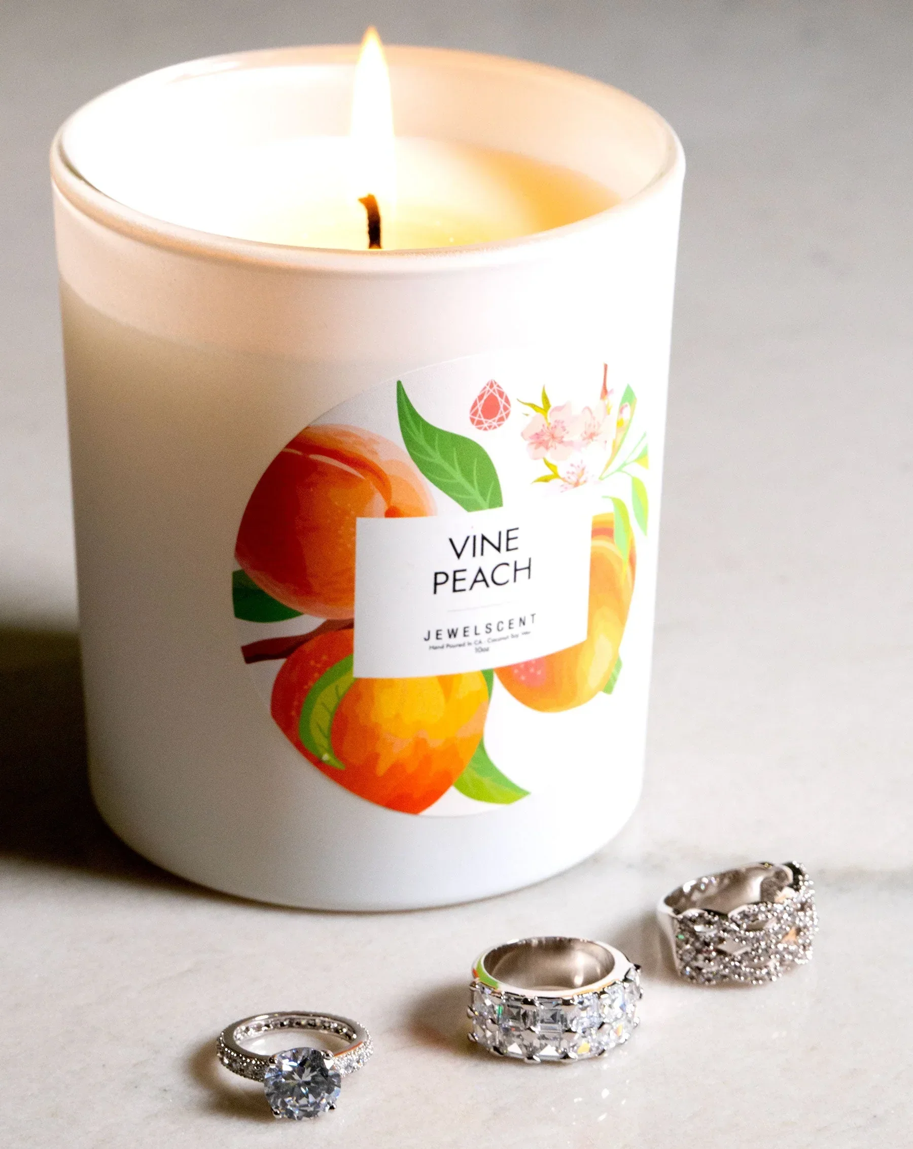 Vine Peach 10oz Signature Jewelry Candle - Image 2