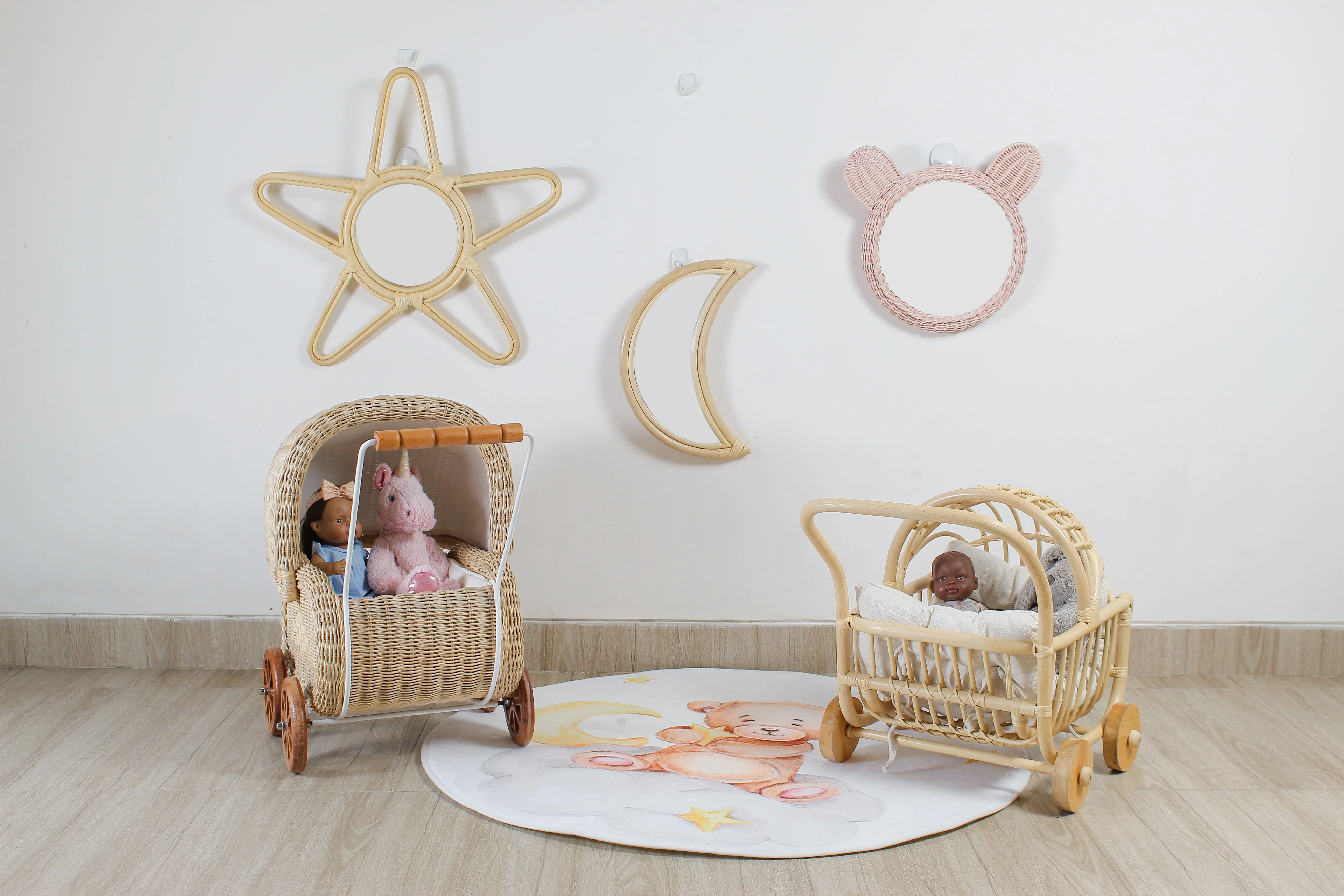Vintage Charm Rattan Doll Pram - Image 4