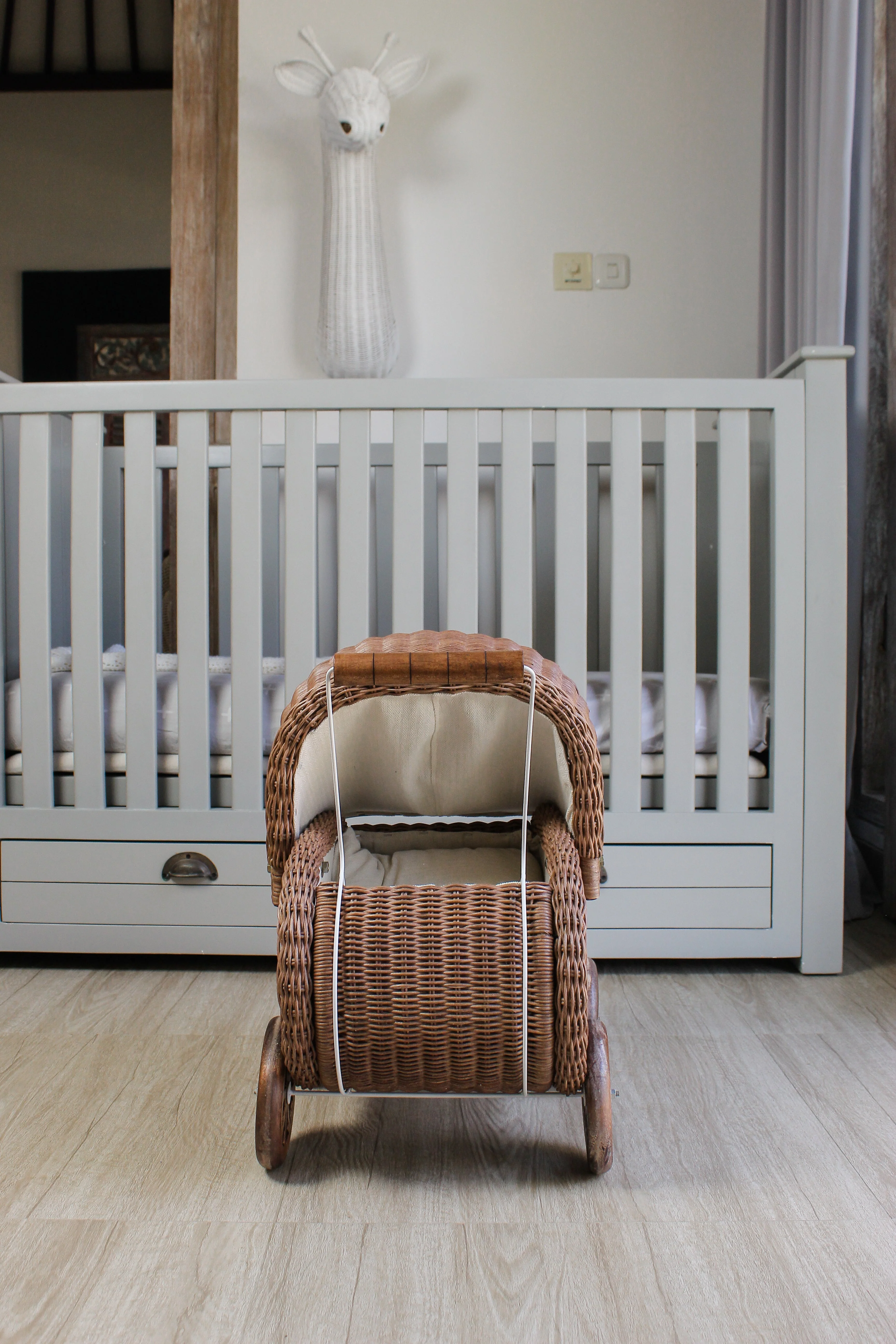 Vintage Charm Rattan Doll Pram - Image 5