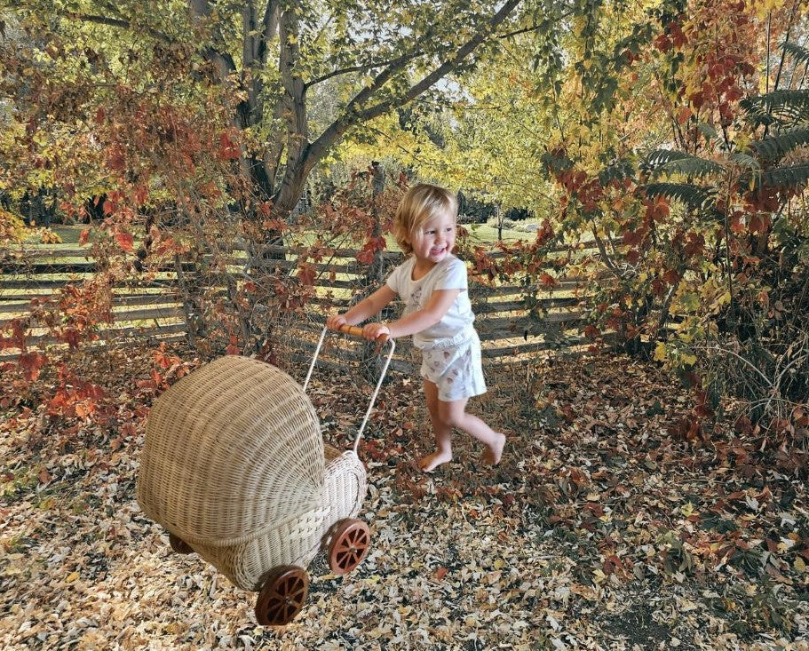 Vintage Charm Rattan Doll Pram - Image 7