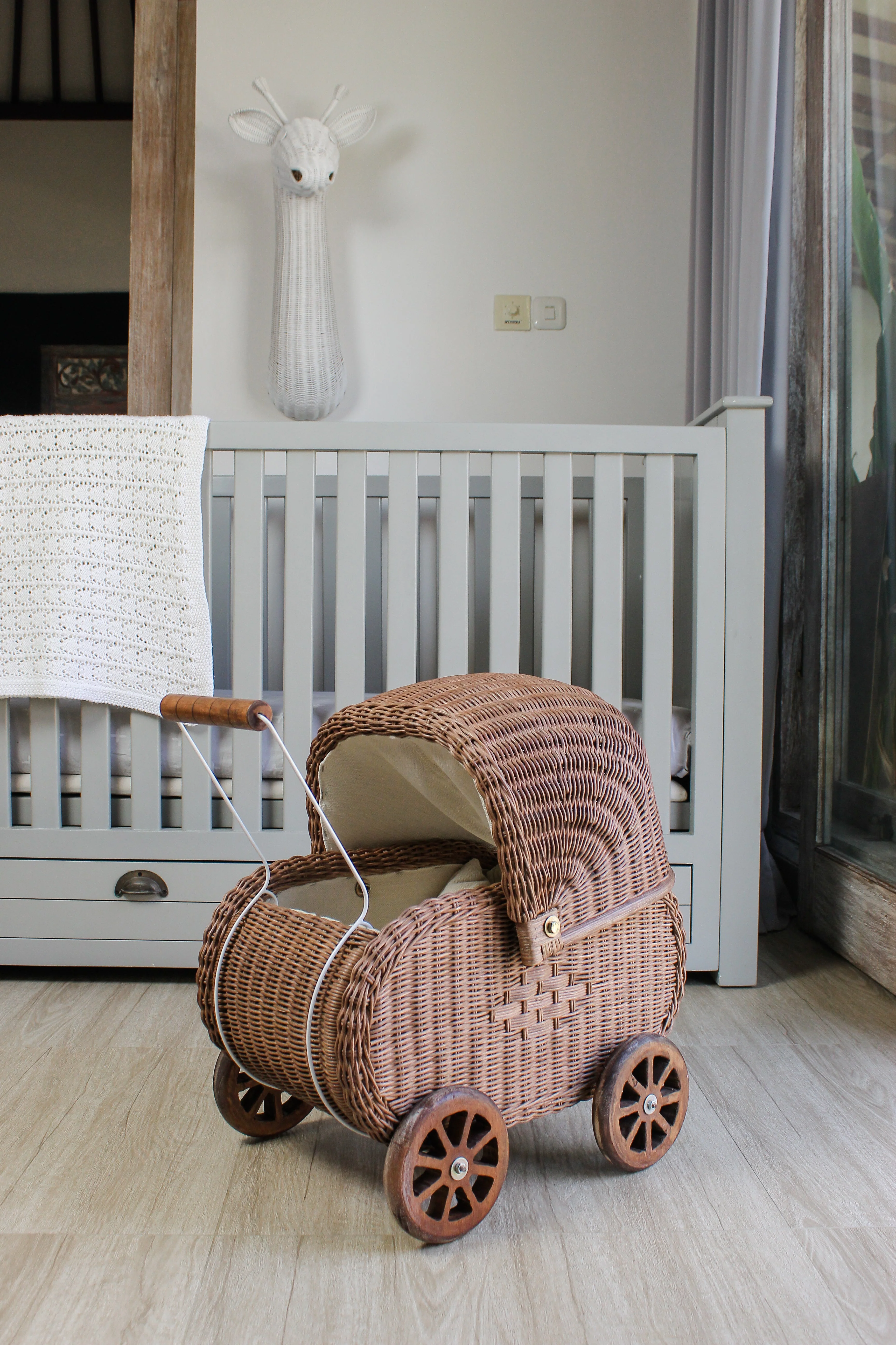 Vintage Charm Rattan Doll Pram - Image 9